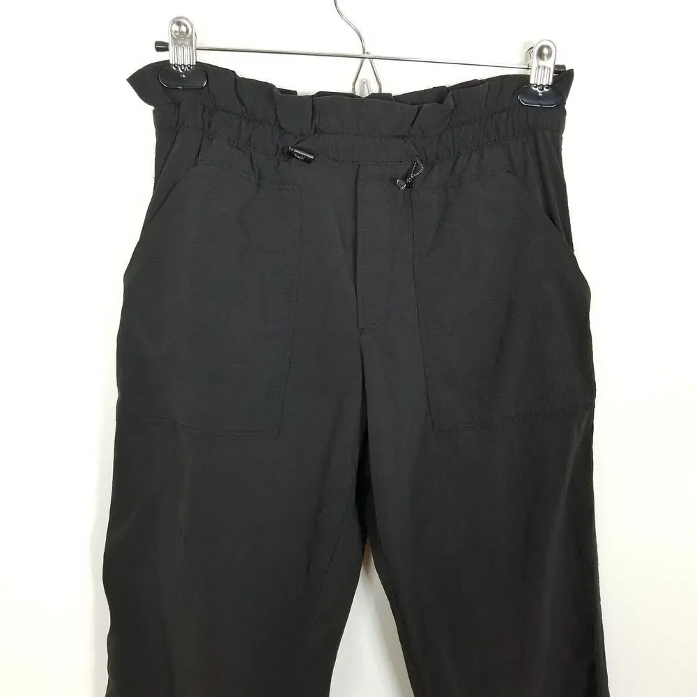 Athleta‎ Women Trekkie Paper Bag Pants Size 4 Black Ankle Athletic Casual